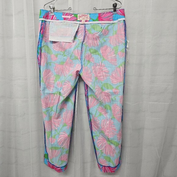 NWOT Lilly Pulitzer Blue Pink Resort Fit Beach Vacation Cropped Pants10 - Picture 10 of 16
